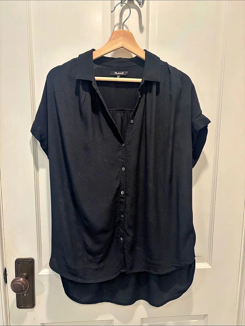 Madewell Black Button Front Oversize Blouse Size XS Like New